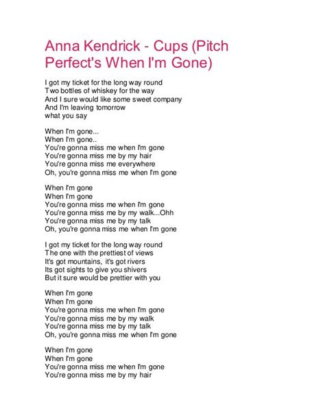 when im gone lyrics cup song|when i'm gone pitch perfect.